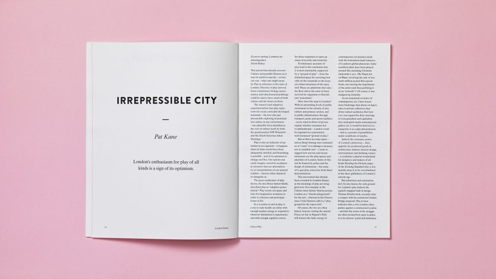 A text page spread from an issue of London Essays.