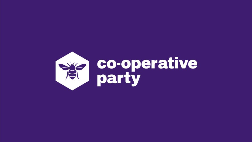 The Co-operative Party's logo, in white on a purple background.