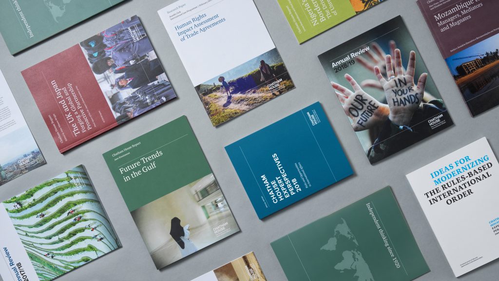 A collage of Chatham House publication covers.