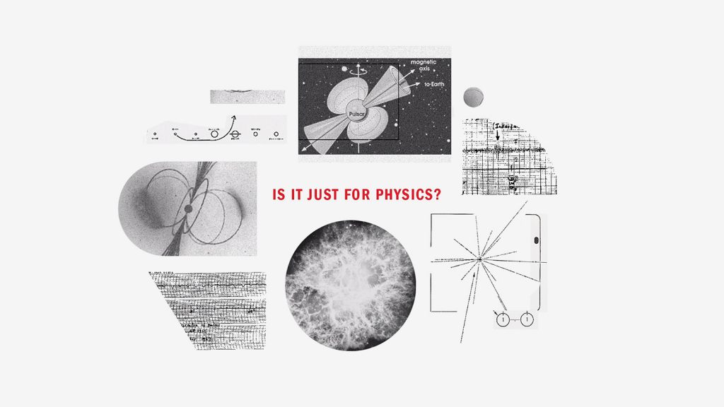 Black and white physics diagrams surround the text "IS IT JUST FOR PHYSICS?".