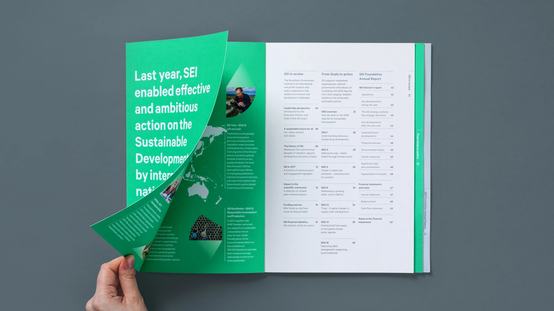 The foldout inside cover page from the 2019 SEI Annual Report.