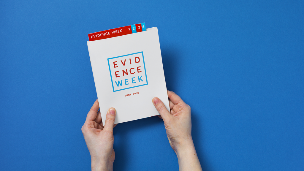 The front cover of the 2018 Evidence Week leaflet.