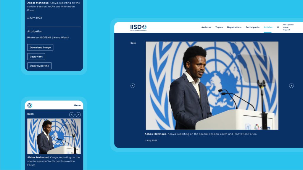 The new IISD website shown on desktop and mobile. 