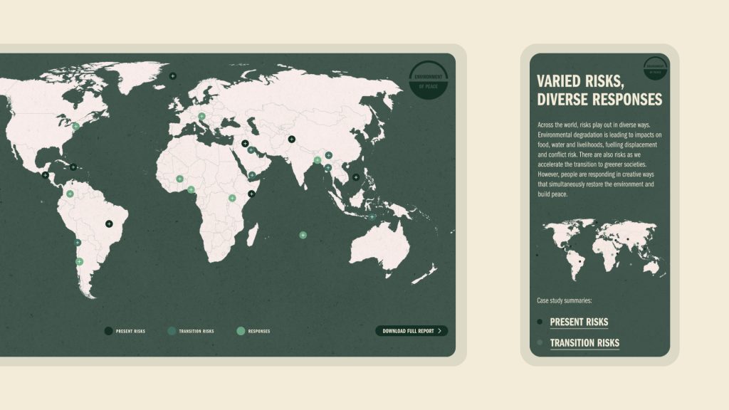 A mock-up of a map showing risks and responses 