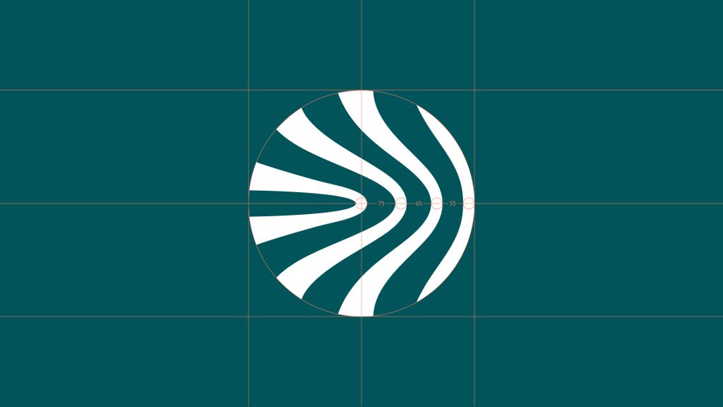 The NRGI logo symbol shown in white on a green background. Faint gridlines showcase the proportions.